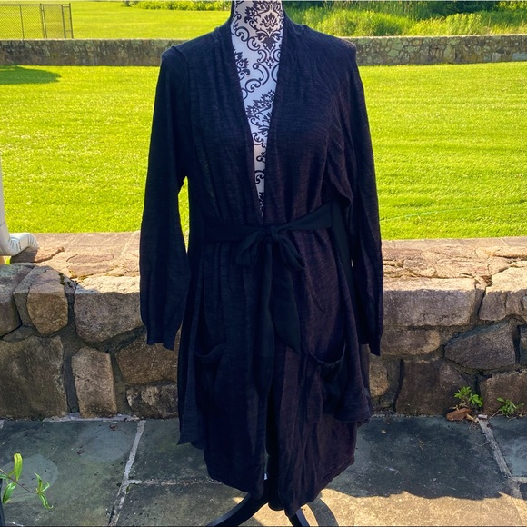 Melissa McCarthy Seven7 Size 2X Black Cardigan with Knit Front and Sheer Back - Picture 1 of 15